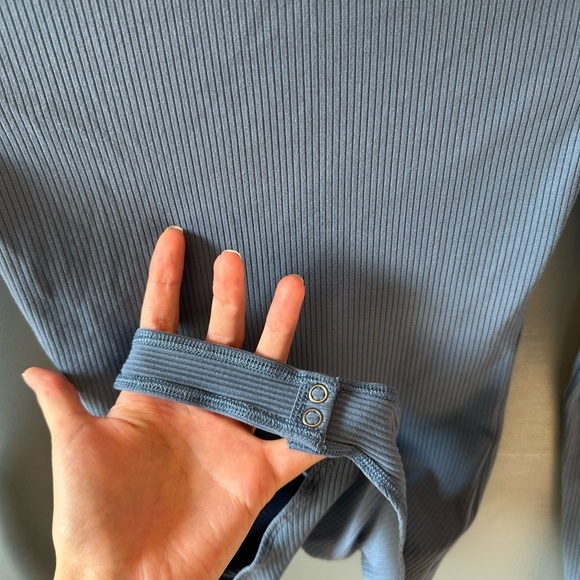 American Eagle Outfitters Blue Button-Front Ribbed Bodysuit - Picture 7 of 7